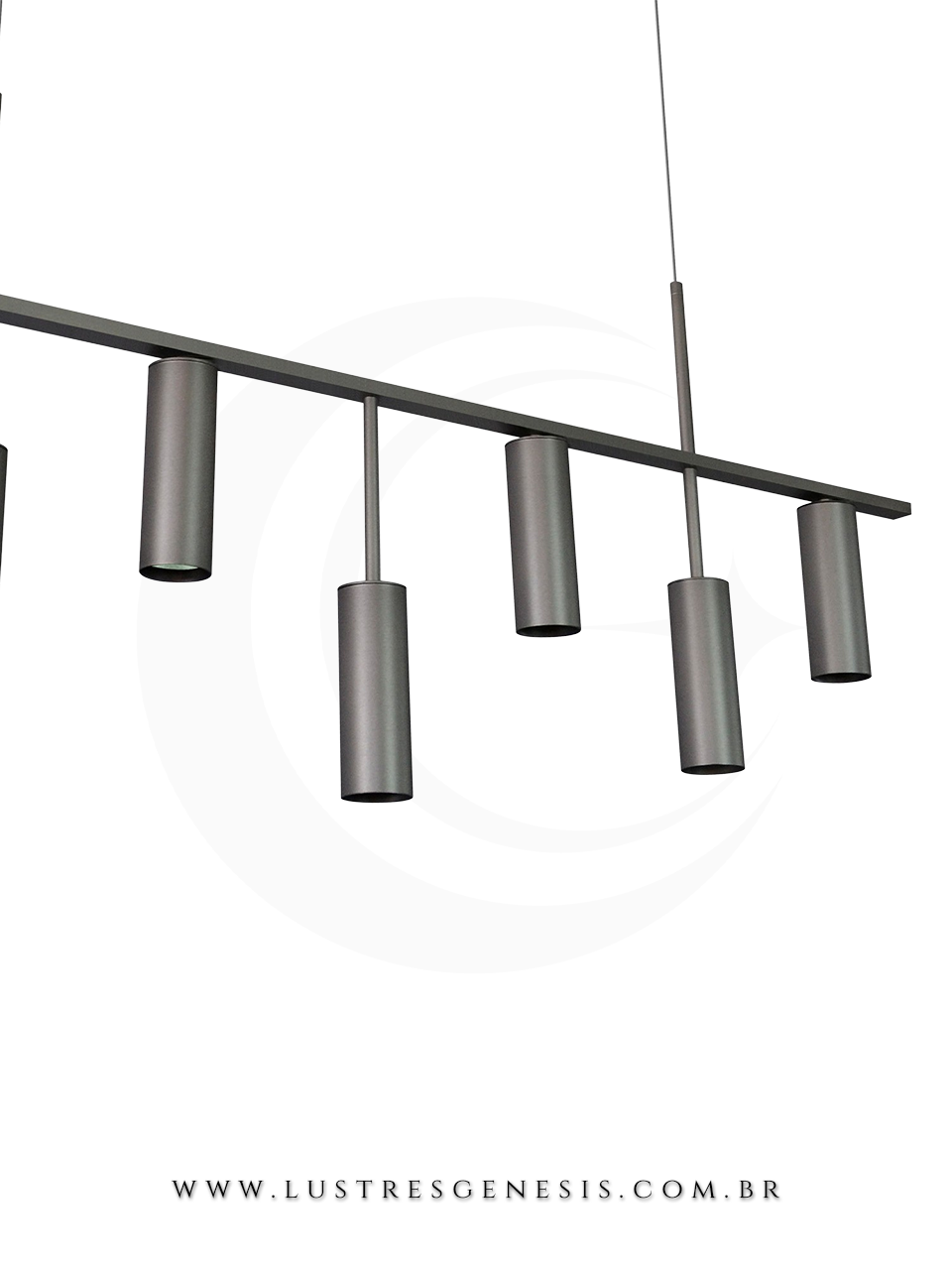 Lustre Pendente Retangular Pipe B7 Preto Minimalista para Balcão de Cozinha, Bancada Area Gourmet, Sala de Jantar e Suite Master
